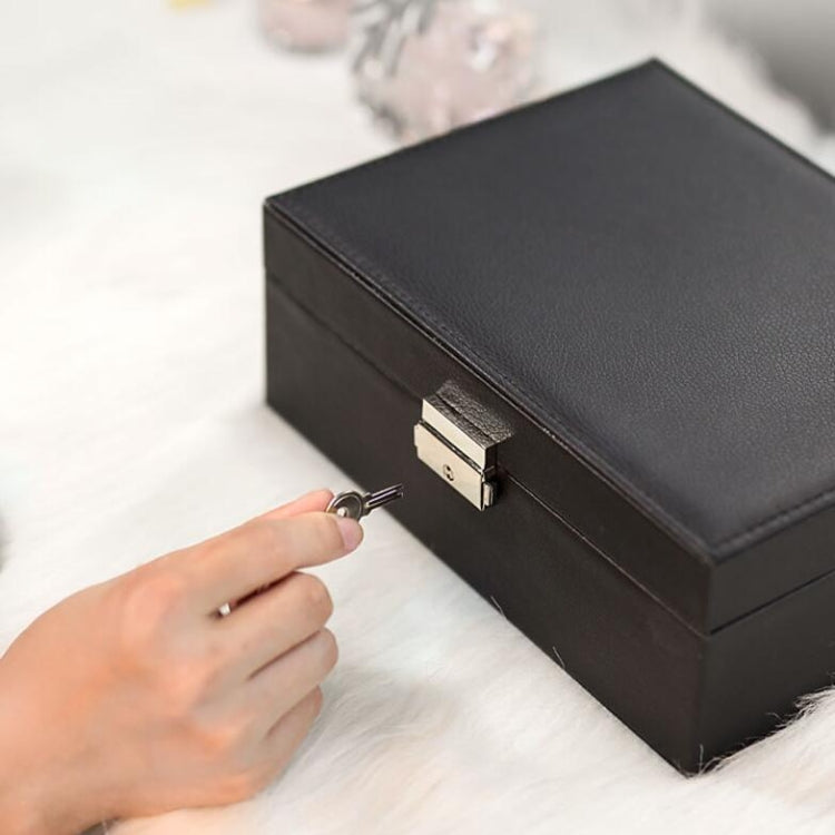Portable Leather Jewelry Storage Box Necklace Ring Watch Storage Box, Double Layer