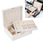 Portable Leather Jewelry Storage Box Necklace Ring Watch Storage Box, Double Layer