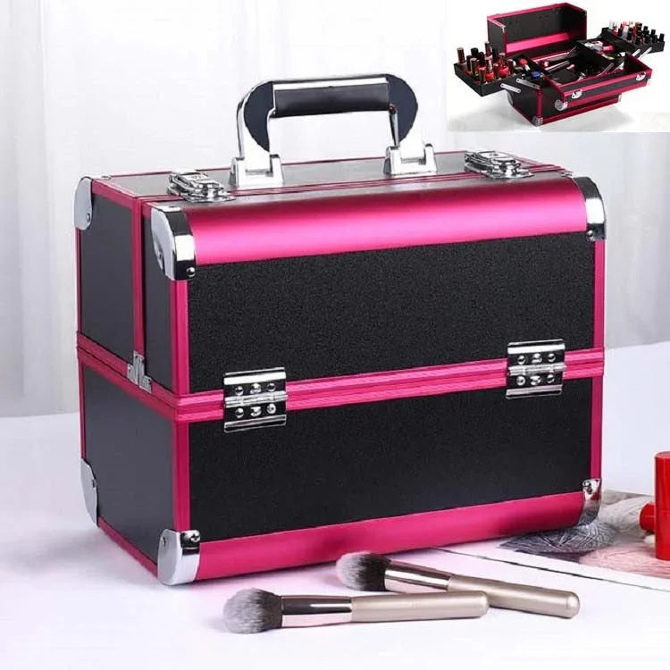 Caixa Profissional de Maquilhagem, Caixa de Ferramentas para Manicure e Salão de Beleza, Vermelho Mágico, Pó Coral, Preto Elegante, Pó Nobre, Preto Sobredimensionado, Rosa Sobredimensionado