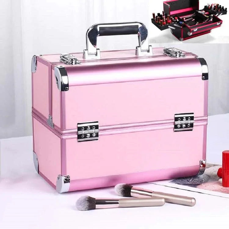 Caixa Profissional de Maquilhagem, Caixa de Ferramentas para Manicure e Salão de Beleza, Vermelho Mágico, Pó Coral, Preto Elegante, Pó Nobre, Preto Sobredimensionado, Rosa Sobredimensionado