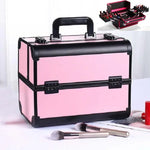 Caixa Profissional de Maquilhagem, Caixa de Ferramentas para Manicure e Salão de Beleza, Vermelho Mágico, Pó Coral, Preto Elegante, Pó Nobre, Preto Sobredimensionado, Rosa Sobredimensionado