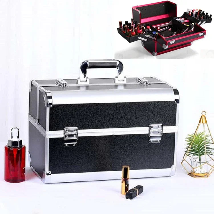 Caixa Profissional de Maquilhagem, Caixa de Ferramentas para Manicure e Salão de Beleza, Vermelho Mágico, Pó Coral, Preto Elegante, Pó Nobre, Preto Sobredimensionado, Rosa Sobredimensionado