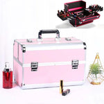 Caixa Profissional de Maquilhagem, Caixa de Ferramentas para Manicure e Salão de Beleza, Vermelho Mágico, Pó Coral, Preto Elegante, Pó Nobre, Preto Sobredimensionado, Rosa Sobredimensionado