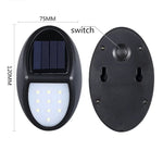 Luz de Parede LED Solar com Sensor de Movimento, 10 LEDs SMD 2835, IP65 Impermeável para Pátio Exterior