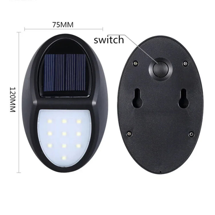 Luz de Parede LED Solar com Sensor de Movimento, 10 LEDs SMD 2835, IP65 Impermeável para Pátio Exterior