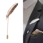 Broche Fofo em Forma de Agulha com Folha e Pena, Dourado, Prateado