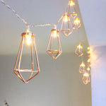 1,5m 10 LEDs Luz de Fada LED de Fio Decorativa Retro de Ferro Metal Diamante para Decoração de Casa