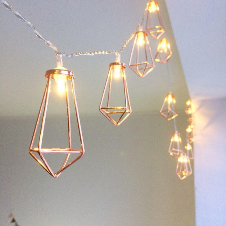 1,5m 10 LEDs Luz de Fada LED de Fio Decorativa Retro de Ferro Metal Diamante para Decoração de Casa