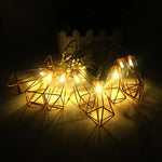 1,5m 10 LEDs Luz de Fada LED de Fio Decorativa Retro de Ferro Metal Diamante para Decoração de Casa