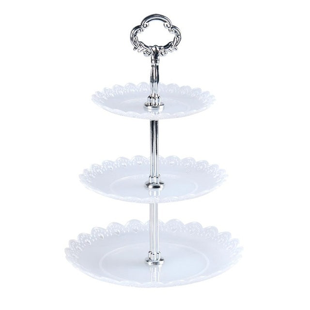 Prato de Frutas de Três Camadas para Festa de Aniversário Suporte para Bolo Suporte para Sobremesas, Transparente