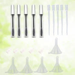 Conjunto de 5 Tubos de Máscara Vazios de 12ml com Pincel para Pestanas + 5 Funis e Pipetas de Transferência para Óleo de Rícino DIY