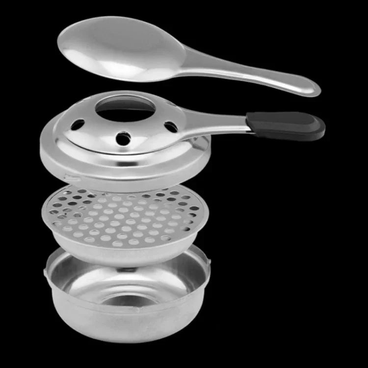 Fogão de Álcool Mini com Cabo de Aço Inoxidável para Campismo ao Ar Livre, Pequeno Fogão de Álcool à Prova de Vento, 9,5cm