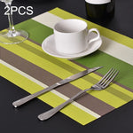 2 Peças de Jogos Americanos para Mesa de Cozinha e Jantar, Guardanapos, Tapete de PVC Resistente ao Calor com Risca, Jogos Americanos, Toalhas, Descanso para Copos
