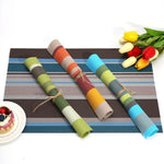 2 Peças de Jogos Americanos para Mesa de Cozinha e Jantar, Guardanapos, Tapete de PVC Resistente ao Calor com Risca, Jogos Americanos, Toalhas, Descanso para Copos