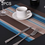 2 Peças de Jogos Americanos para Mesa de Cozinha e Jantar, Guardanapos, Tapete de PVC Resistente ao Calor com Risca, Jogos Americanos, Toalhas, Descanso para Copos