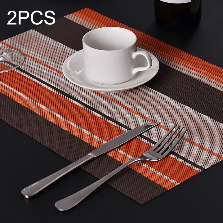 2 Peças de Jogos Americanos para Mesa de Cozinha e Jantar, Guardanapos, Tapete de PVC Resistente ao Calor com Risca, Jogos Americanos, Toalhas, Descanso para Copos