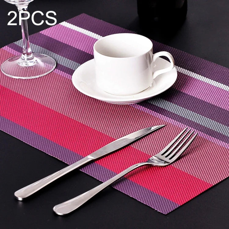 2 Peças de Jogos Americanos para Mesa de Cozinha e Jantar, Guardanapos, Tapete de PVC Resistente ao Calor com Risca, Jogos Americanos, Toalhas, Descanso para Copos