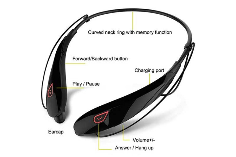 Auriculares Estéreo Bluetooth Sem Fios para Desporto com Microfone e Grande Capacidade de Bateria