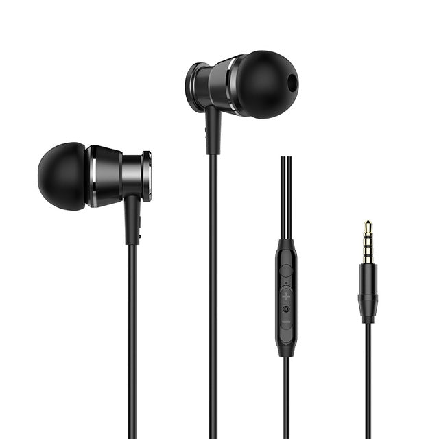 Auricular com Graves Langsdom M305 para Telemóvel 3.5mm In-ear Auriculares Metálicos com Microfone HD para Xiaomi iPhone Samsung