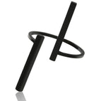 Anéis de Dedo com Abertura e Geometria Simples Criativa, Joalharia de Personalidade, Preto, Prateado, Dourado