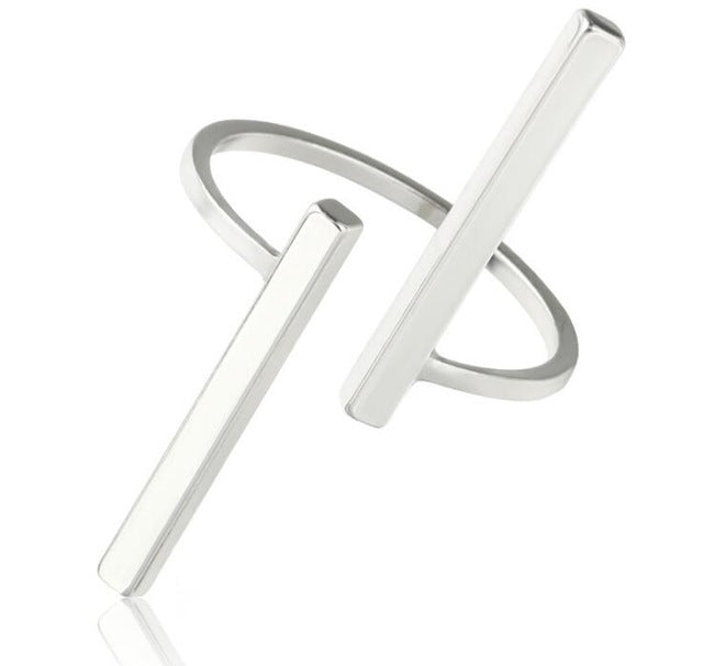 Anéis de Dedo com Abertura e Geometria Simples Criativa, Joalharia de Personalidade, Preto, Prateado, Dourado