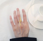 Anéis de Dedo com Abertura e Geometria Simples Criativa, Joalharia de Personalidade, Preto, Prateado, Dourado