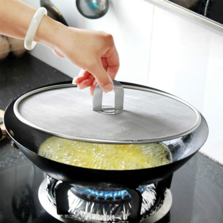 Tampa de Aço Inoxidável à Prova de Óleo para Fritura, Rede Protetora Contra Salpicos, Tabuleiro de Pizza, Utensílio de Cozinha, Tampa à Prova de Óleo 33cm