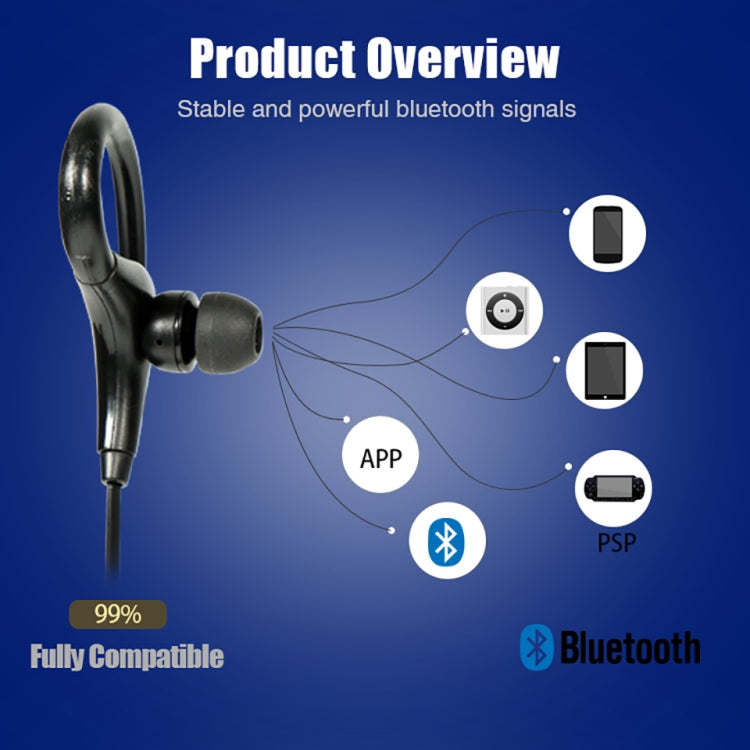 Auricular Bluetooth Sem Fios AiWei BT-01 com Microfone e Gancho para Desporto