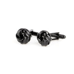 Botões de Punho Masculinos Estilo Francês com Nó, Botões para Camisa de Fato de Festa, Preto, Dourado, Prateado