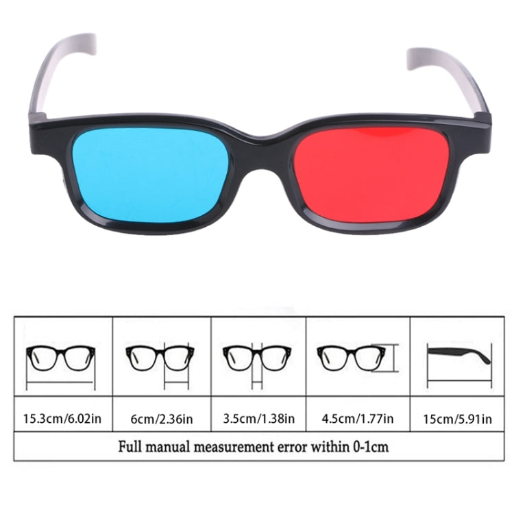 10 Unidades de Óculos 3D Universais com Armação Preta, Anáglifo Vermelho Azul Ciano 0.2mm para Filmes, Jogos e DVD