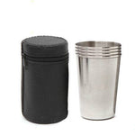 2 Conjuntos de Copos Pequenos de Vinho em Aço Inoxidável para Exterior, Conjunto de Copos Portáteis para Caminhadas, Camping e Viagens com Estojo de Couro, Copo Pequeno Portátil de 30ml para Viagem