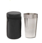 2 Conjuntos de Copos Pequenos de Vinho em Aço Inoxidável para Exterior, Conjunto de Copos Portáteis para Caminhadas, Camping e Viagens com Estojo de Couro, Copo Pequeno Portátil de 30ml para Viagem