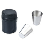 2 Conjuntos de Copos Pequenos de Vinho em Aço Inoxidável para Exterior, Conjunto de Copos Portáteis para Caminhadas, Camping e Viagens com Estojo de Couro, Copo Pequeno Portátil de 30ml para Viagem