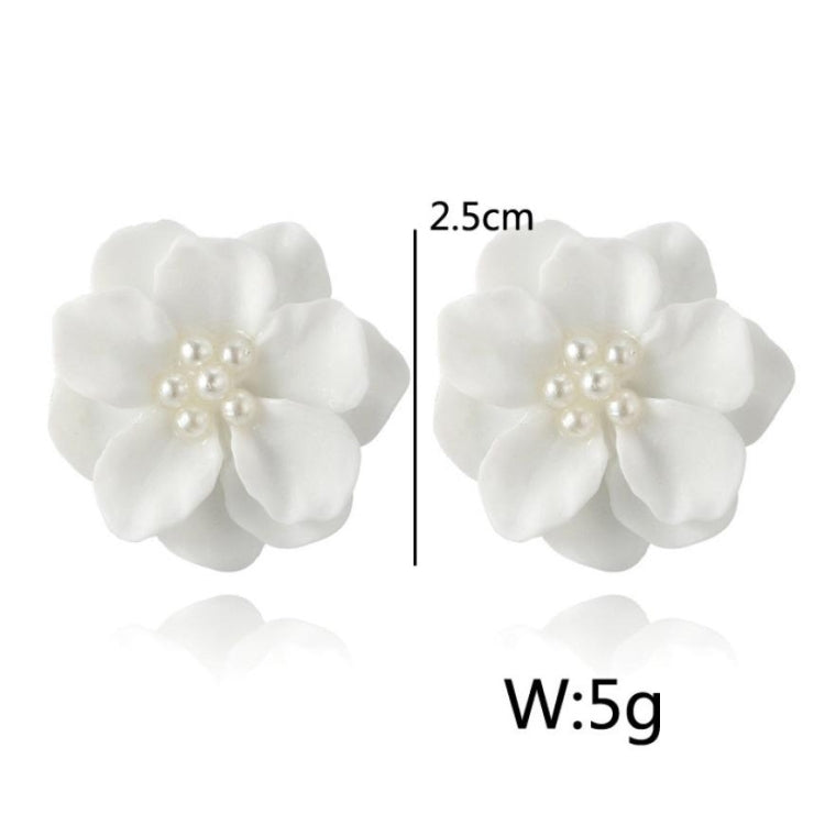2 Peças Brincos de Argola com Pendente de Pérola e Flor Branca Encantadora