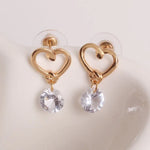 2 Peças de Brincos Femininos Elegantes com Design de Coração em Cristal