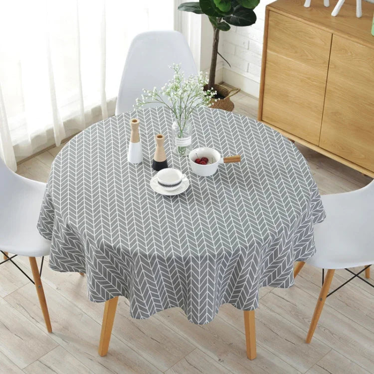 Toalha de Mesa Redonda em Algodão e Poliéster, à Prova de Pó, Estampada em Algodão e Linho, 100cm, 120cm, 150cm
