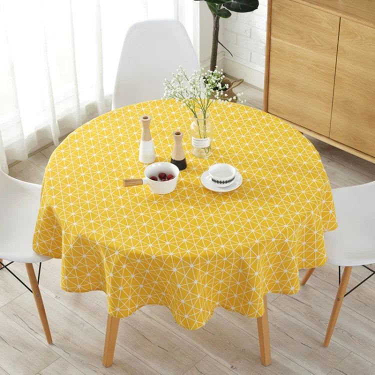 Toalha de Mesa Redonda em Algodão e Poliéster, à Prova de Pó, Estampada em Algodão e Linho, 100cm, 120cm, 150cm