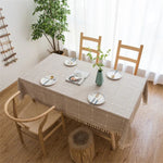 Toalha de Mesa Bordada com Padrão de Grade Quadrada, Cor Pura, Algodão e Linho com Franjas, Tapete Retangular para Mesa de Café, 60x60cm, 90x90cm, 90x140cm, 110x110cm, 100x160cm, 110x170cm, 140x140cm, 140x180cm, 140x200cm