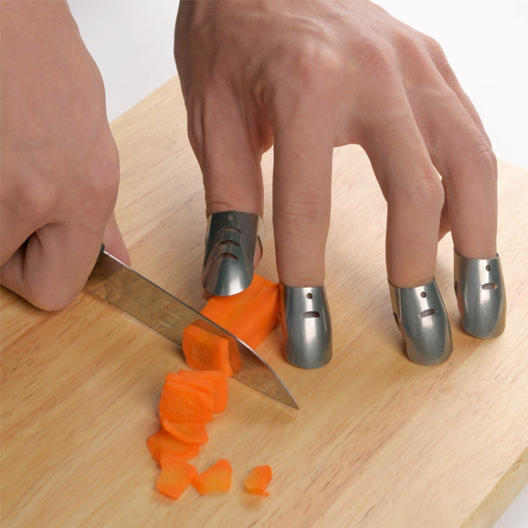 Conjunto de 4 Peças de Protetores de Dedo Ajustáveis em Aço Inoxidável para Cozinha, Ferramentas Seguras para Cortar, 4 Peças Protetor de Dedo
