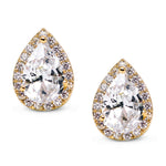 Heart Seed Drop Earrings Zircon Fashion Stud Earrings, rose gold, gold, White