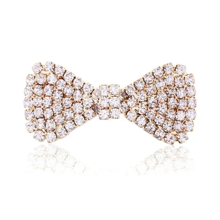 2 PCS Presilhas de Cabelo Femininas com Cristais e Strass Laço de Nó Barretes