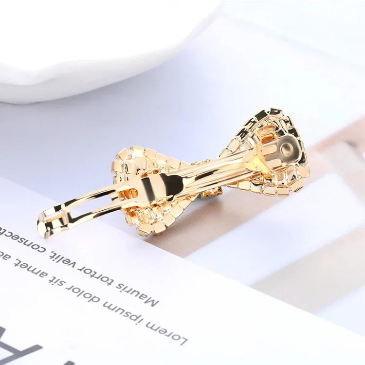 2 PCS Presilhas de Cabelo Femininas com Cristais e Strass Laço de Nó Barretes