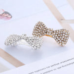2 PCS Presilhas de Cabelo Femininas com Cristais e Strass Laço de Nó Barretes