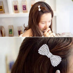 2 PCS Presilhas de Cabelo Femininas com Cristais e Strass Laço de Nó Barretes