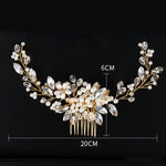 Bandolete Dourada com Pérolas Tiara Cristal Strass Pentes de Cabelo Nupciais Peça de Cabeça, Pérola Dourada