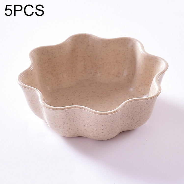 5 PCS Pratos Criativos em Forma de Ameixa, Prato de Temperos em Palha de Trigo para Snacks, Molho de Pimenta, Ketchup, Molho, Prato de Sal, Tamanho: 7x7x2.5cm