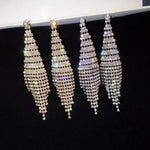 Brincos com Tassel de Dois Tons e Diamantes Super Flash para Mulher, Brincos com Presilha Dourada, Brincos de Pino Dourados, Brincos com Presilha Prateada, Brincos de Pino Prateados