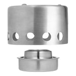 Fogão de Piquenique de Exterior em Aço Inoxidável Mini Fogão Portátil a Álcool com Tampa
