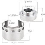 Fogão de Piquenique de Exterior em Aço Inoxidável Mini Fogão Portátil a Álcool com Tampa