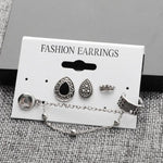 Conjunto de Brincos com Borla Estilo Punk Boémio Vintage com Coroa para Mulheres